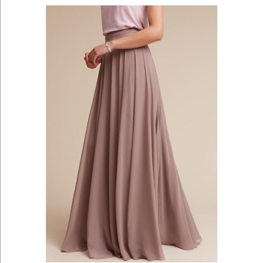 BHLDN Hampton skirt Jenny Yoo in Pecan